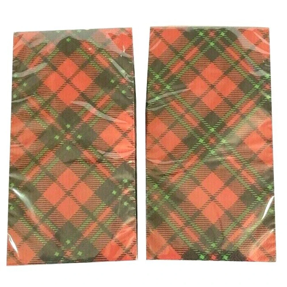 Christmas Tartan Plaid Napkins Party Paper Towels Buffet Guest 2 Pack 20 Each